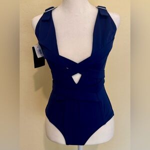 MEDINA Seaquest BLUE Luxury 1 PC Strappy Sexy Swimsuit IT 44 US 8 NWT ITALY